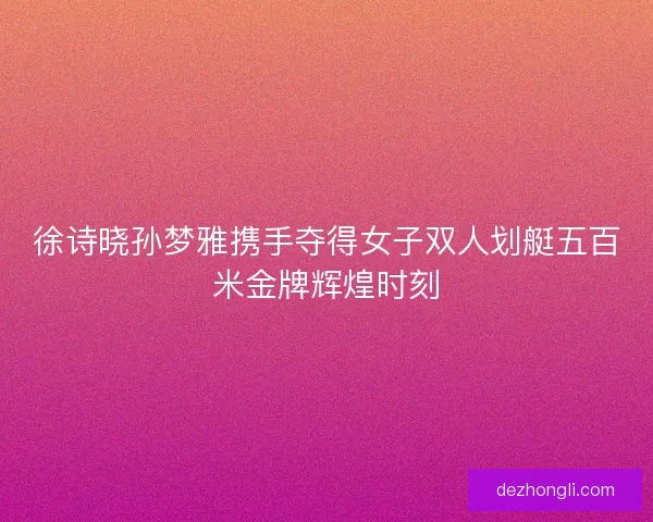 徐诗晓孙梦雅携手夺得女子双人划艇五百米金牌辉煌时刻