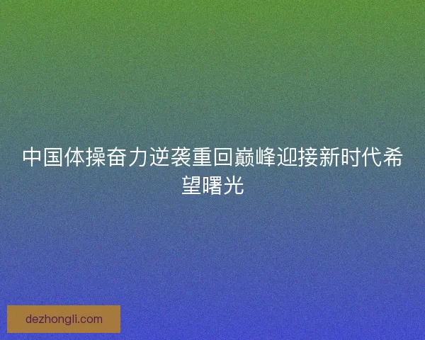 中国体操奋力逆袭重回巅峰迎接新时代希望曙光